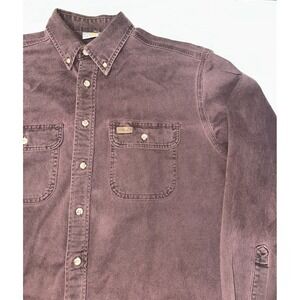 Carhartt VTG Shirt Mens Large Purple Plum Button Canvas RARE 80s Work Wear